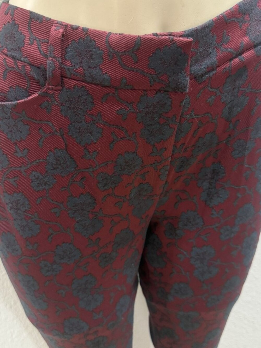 WHBM Slim Ankle Red & Black pants Size 10 Romantic Goth Business Casual